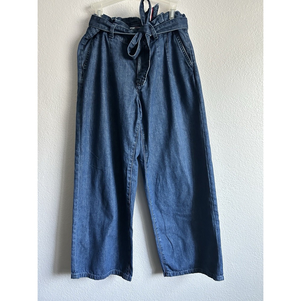 Tommy Hilfiger Women's Paper Bag Wide Leg Hippie 100% Cotton Blue Jeans Size S/P